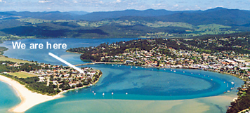 Arial view of Merimbula and Chapman Court position. 